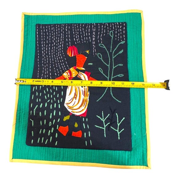 Handmade Fiber Art Quilt The Woman Is Walking And It Is Raining Marion Schmoda - Picture 5 of 6